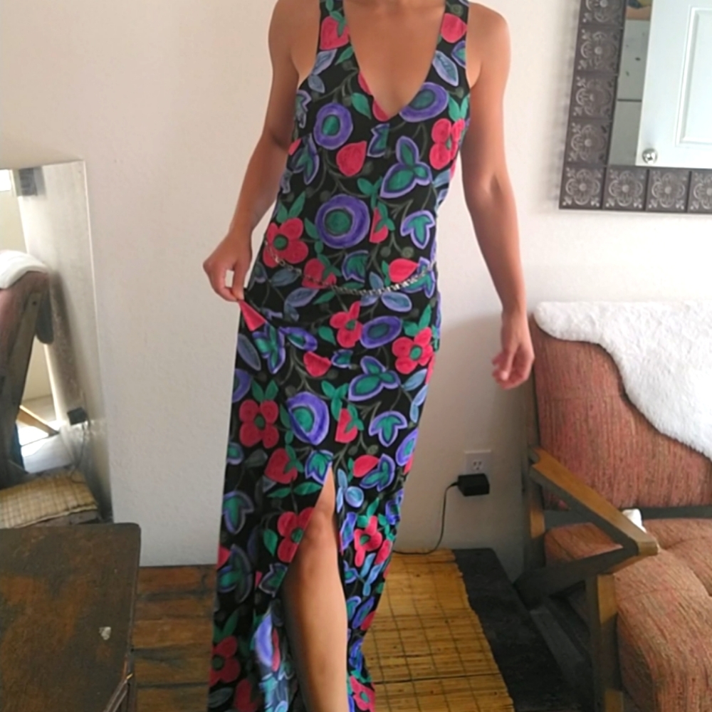 Flower Front Slit Vintage Mystic Dress